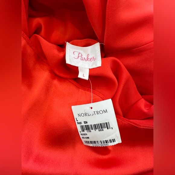 Parker 100% silk orange sleeveless short mini dress - Picture 11 of 13